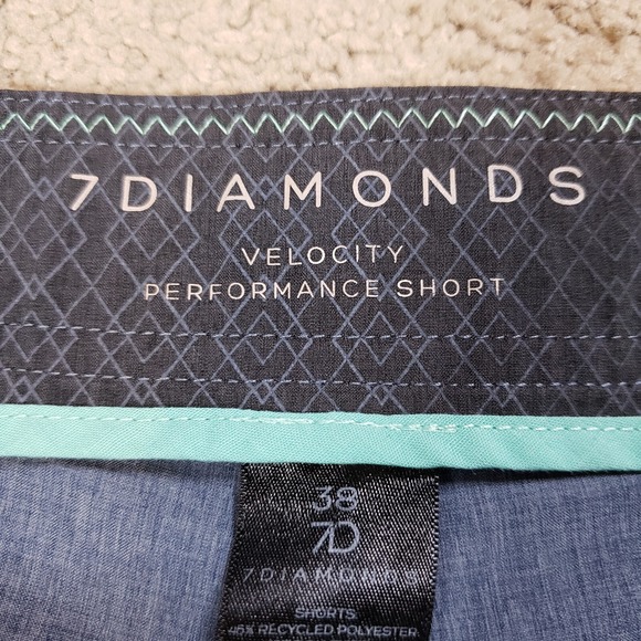 7 Diamonds Velocity Performance Shorts Mens 38 Blue Golf Stretch Quick Dry - Picture 3 of 9